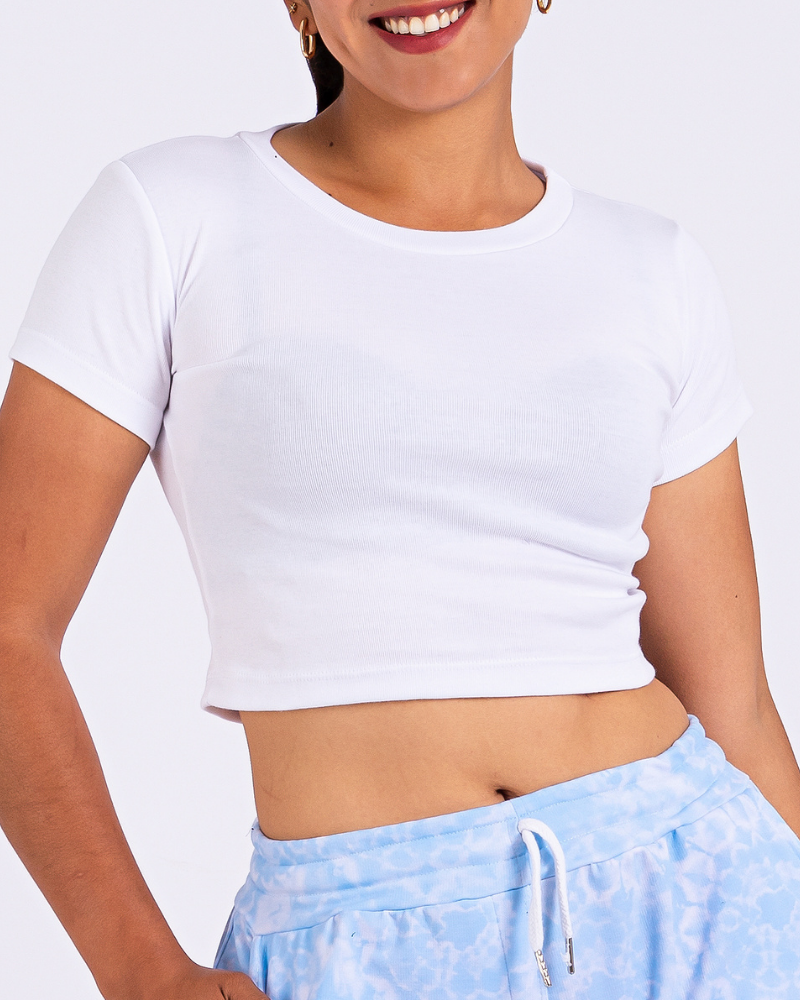 POLO CROP RIB BLANCO