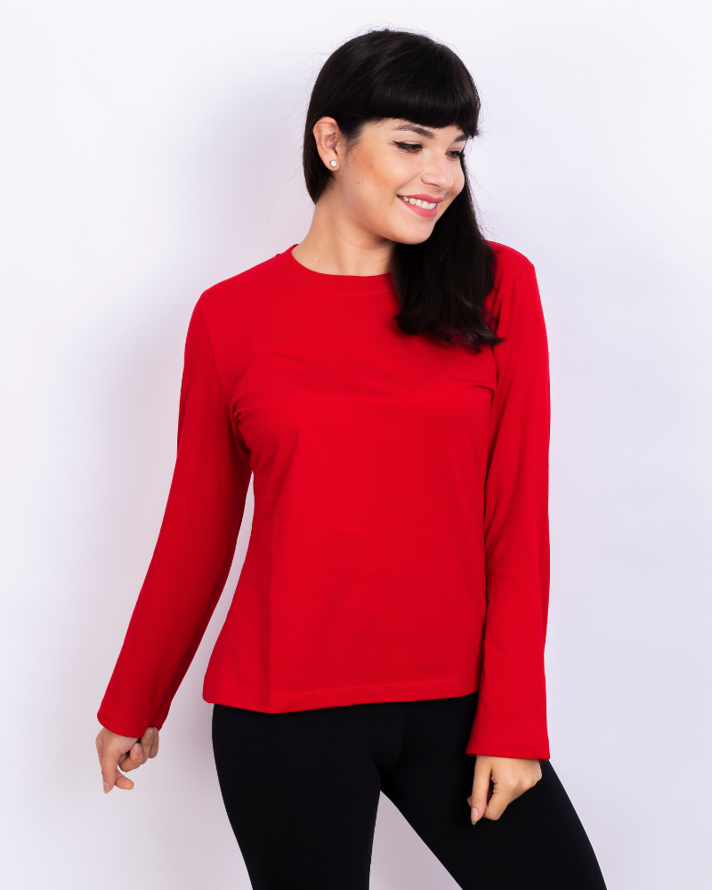 Polo manga top larga rojo