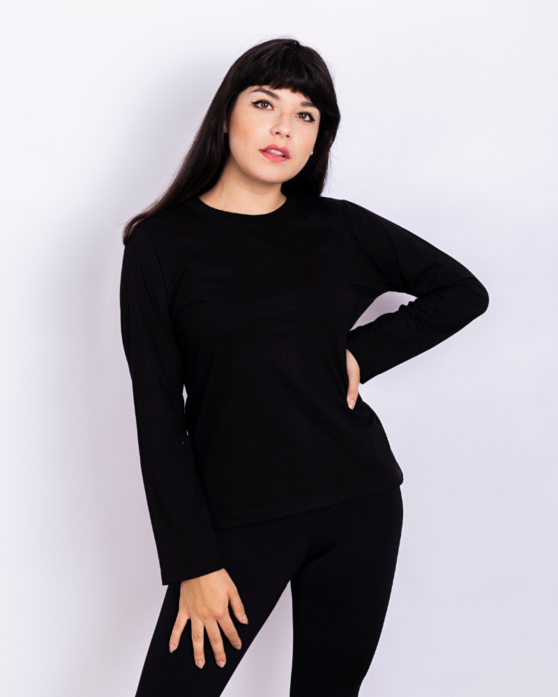 POLO MANGA LARGA NEGRO