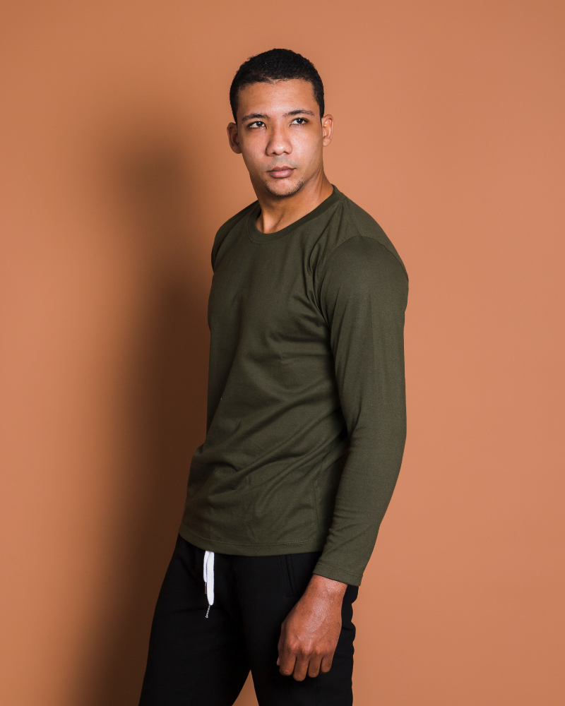POLO MANGA LARGA VERDE MILITAR