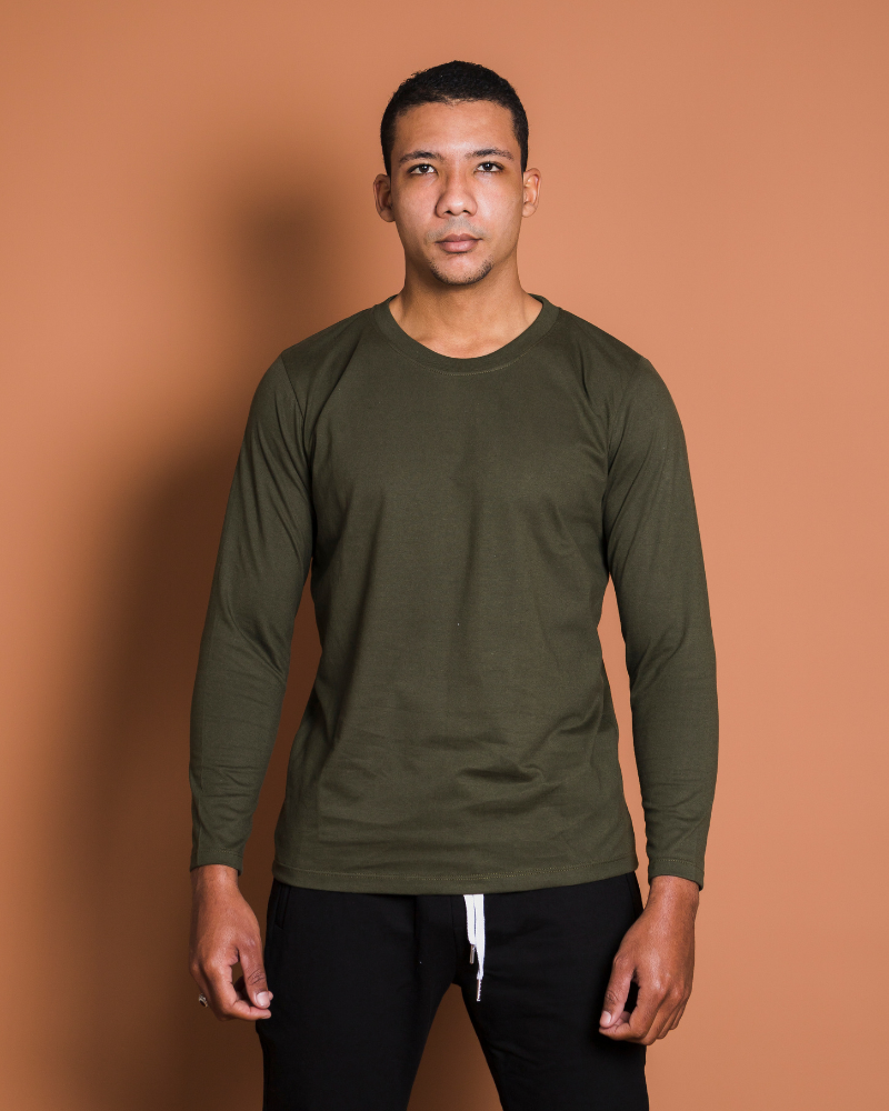 POLO MANGA LARGA VERDE MILITAR