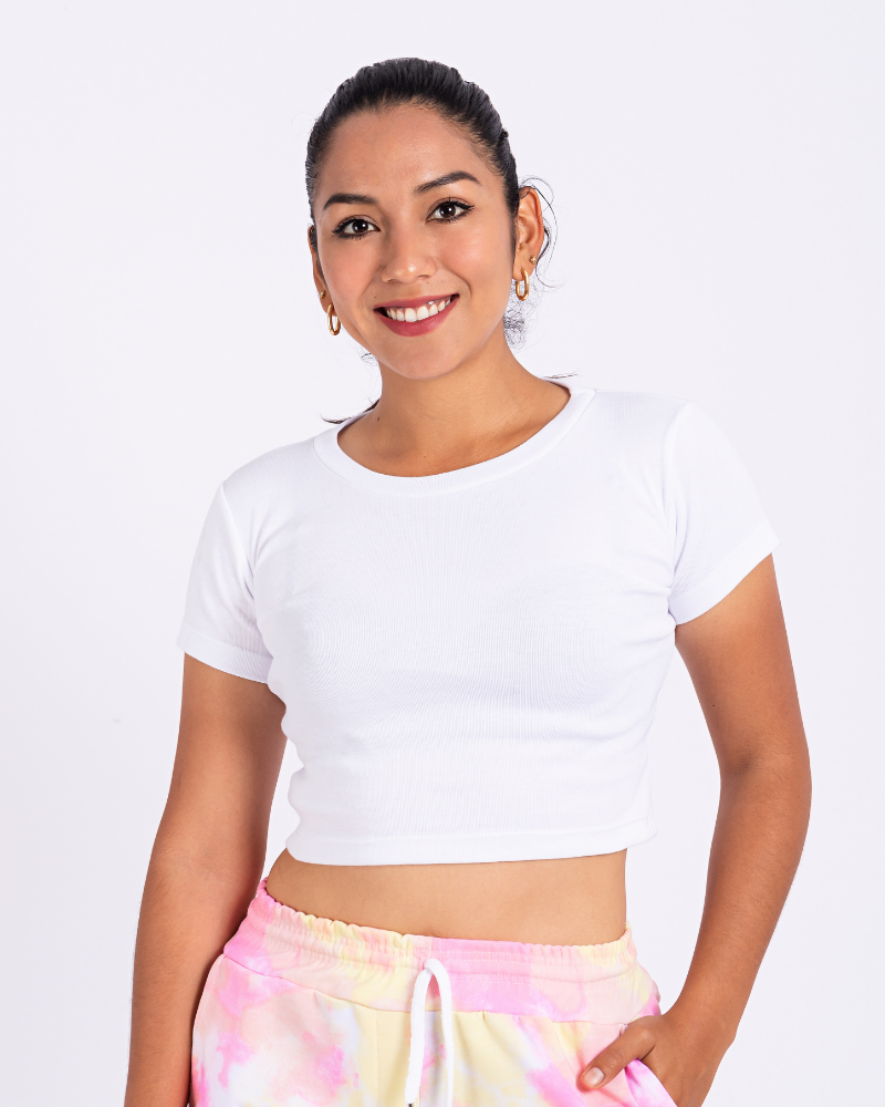 POLO CROP RIB BLANCO