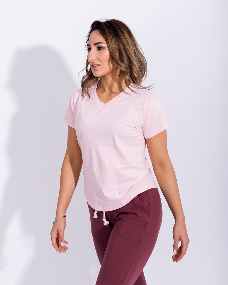 POLO CUELLO V ROSADO